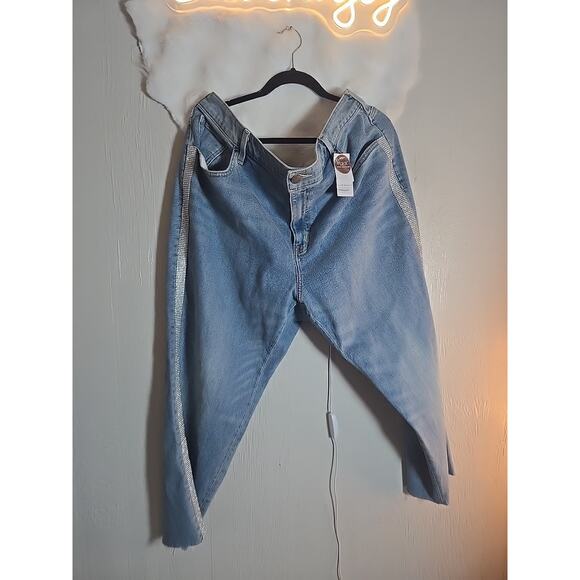 NWT Lane Bryant Rhinestone Plus 22 Jeans High Rise Straight Stretch Waistband - Picture 1 of 13